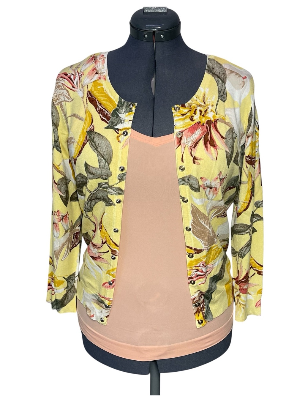 White House Black Market Twinset Floral Cardigan Sweater + Tank Top Size M & L